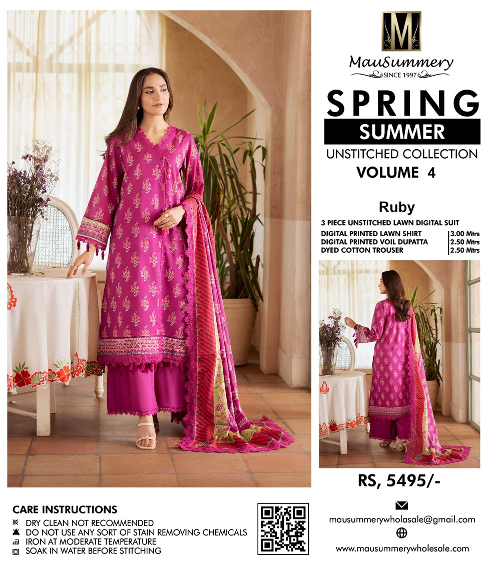 MauSummary Lawn 3PC - Unstitched