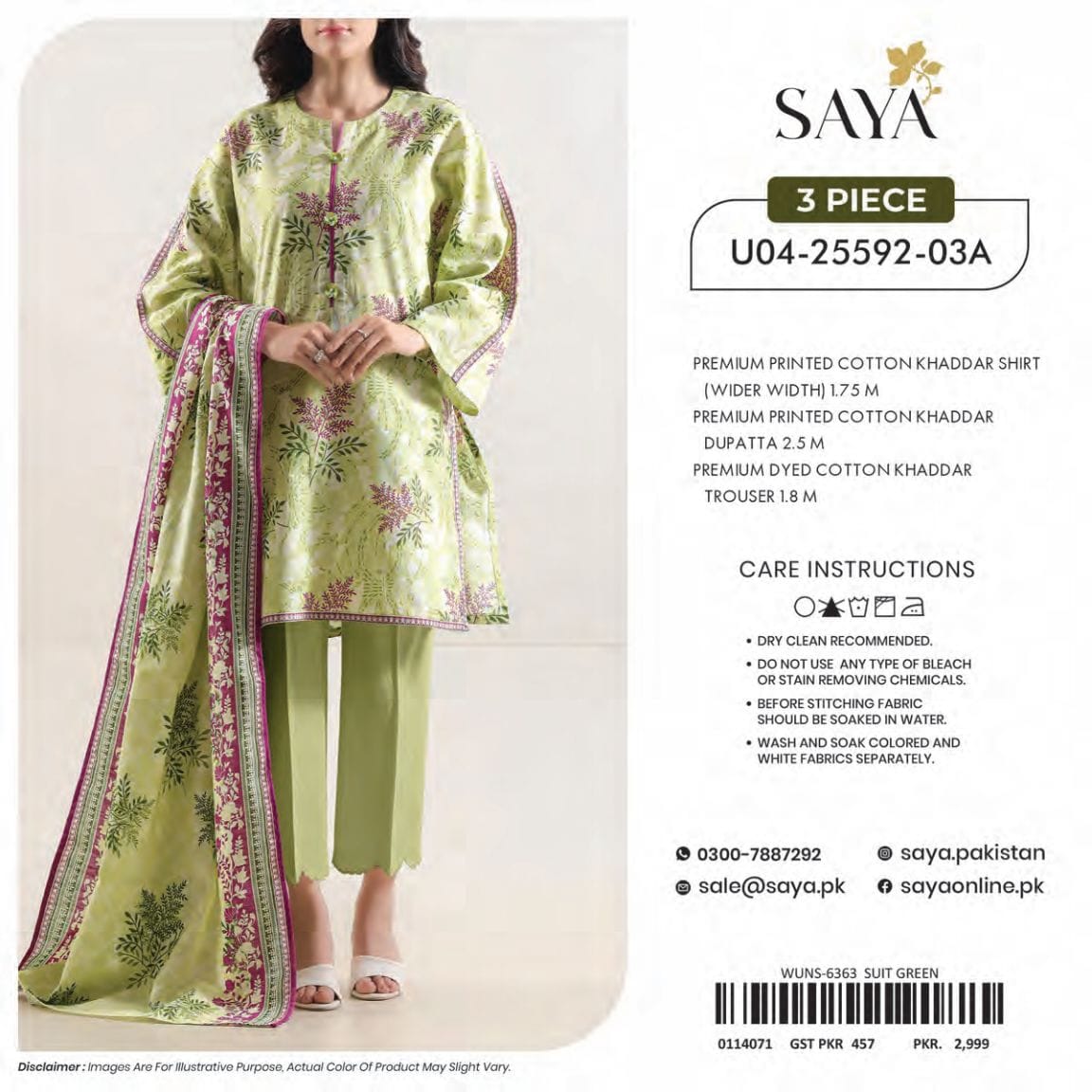 SAYA Khaddar 3PC - Unstitched